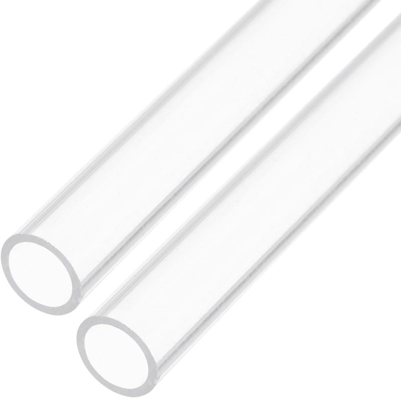 Rebower 12" Clear Plastic Rigid Pipe 7mm ID x 10mm OD (0.3" ID x 3/8" OD) Acrylic Round Polycarbonate Tubing, [for Plumbing, Hydraulics, Aquarium] - 2Pcs - Image 1